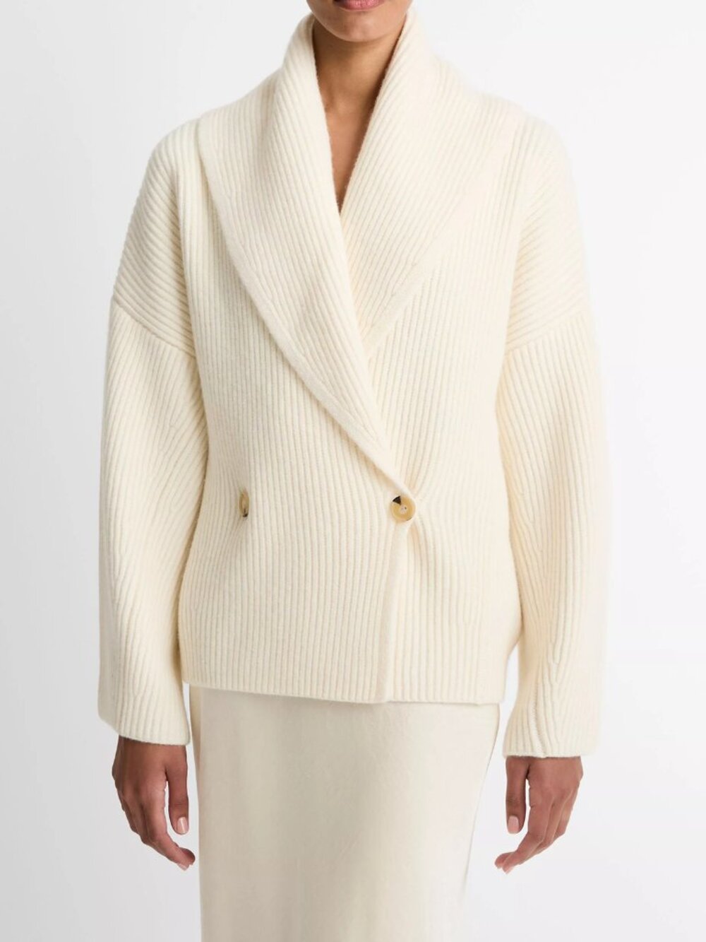 Vince Wool-Blend Draped Sweater Coat